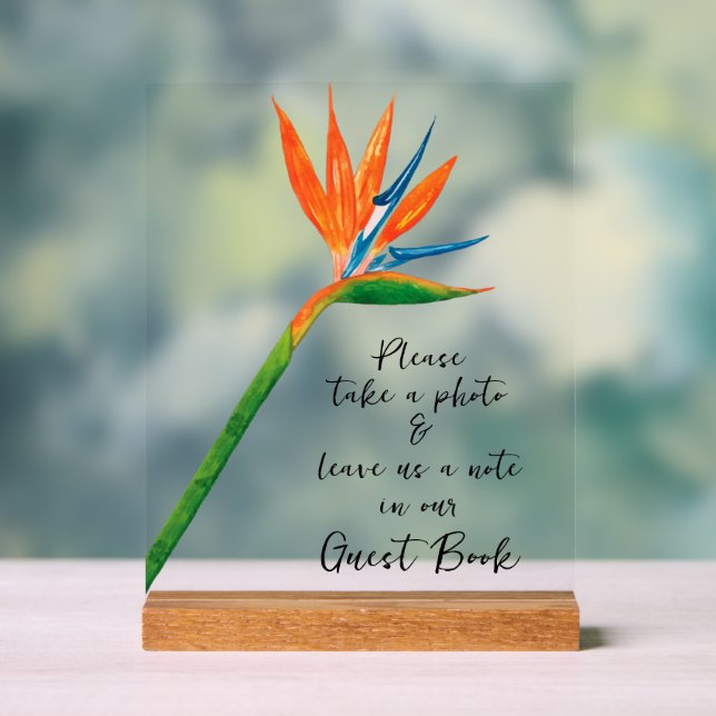 Bird of Paradise Guest Book  Acrylic Sign (Neutral)