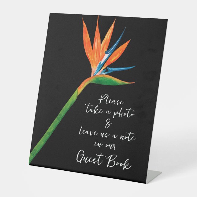 Bird of Paradise Guest Book Pedestal Sign (Front)