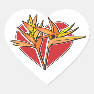 Bird of Paradise Heart Heart Sticker