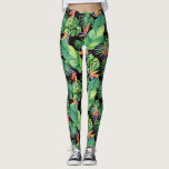 Bird of Paradise in the Jungle Tropical Leggings<br><div class="desc">BE IN PARADISE EVEN IF YOU ARE IN THE CITY, just put on these Bird of Paradise in the Jungle Tropical leggings. Watercolor tropical leaves meandering bird of paradise are a call of the jungle to get with the beat. Your yoga class will never be the same with the jungle...</div>