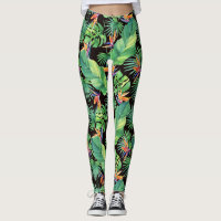 Bird of Paradise in the Jungle Tropical Leggings