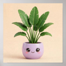 Bird of Paradise Kawaii Indoor Plant Poster