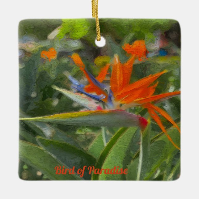 Bird of Paradise Oil Painting  Ceramic Ornament (Front)