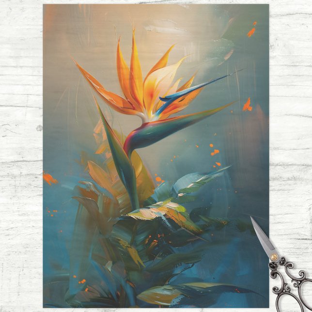 Bird of Paradise Oil Painting Decoupage Tissue Paper (Creator Uploaded)