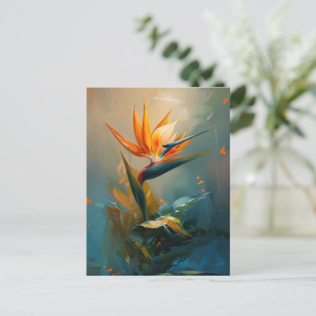 Bird of Paradise Oil Painting Postcard (Standing Front)