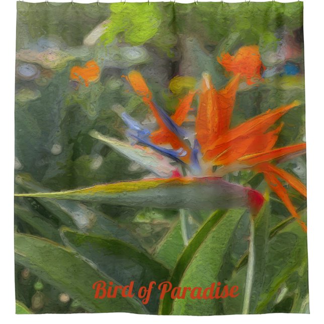 Bird of Paradise Oil Painting Shower Curtain (Front)