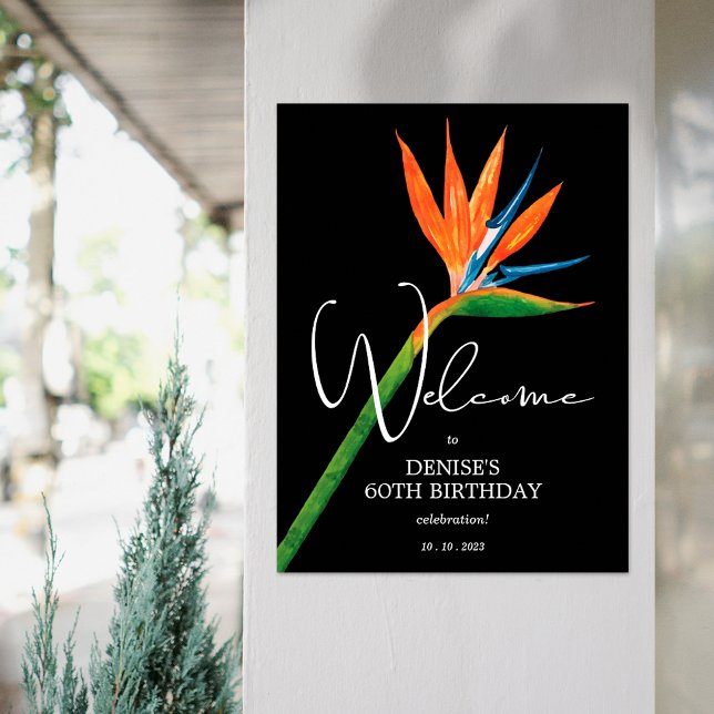 Bird of Paradise on Black Birthday Party Poster (Creator Uploaded)