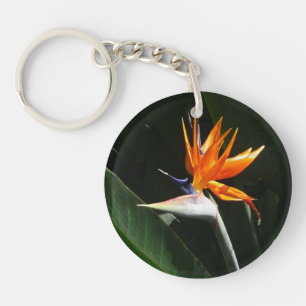 Bird of Paradise Orange Tropical Flower Key Ring