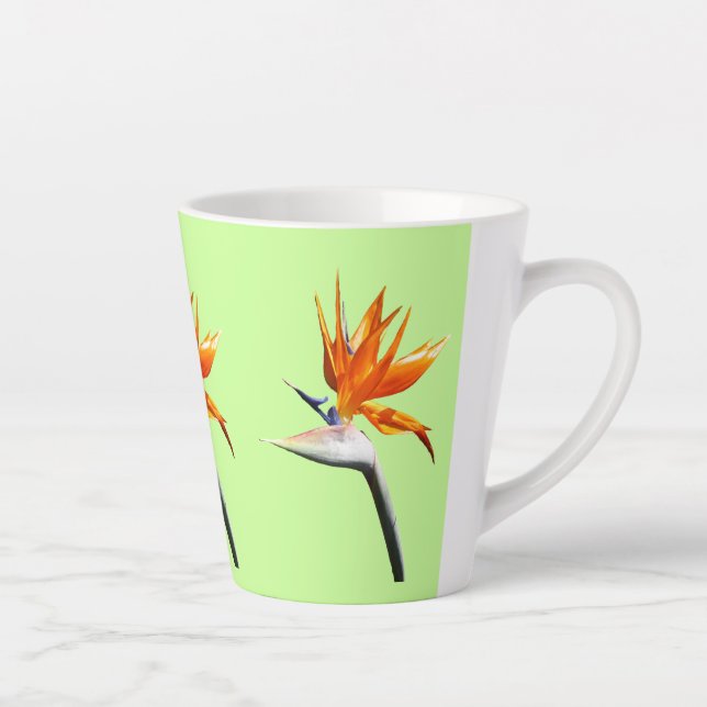 Bird of Paradise Orange Tropical Flower Latte Mug (Right)