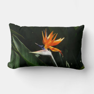 Bird of Paradise Orange Tropical Flower Lumbar Cushion