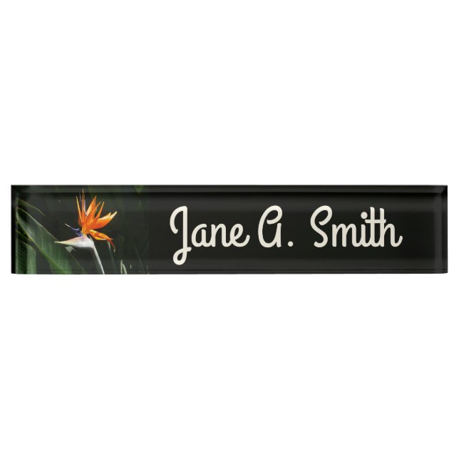 Bird of Paradise Orange Tropical Flower Nameplate (Front)