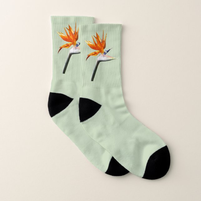 Bird of Paradise Orange Tropical Flower Socks (Pair)