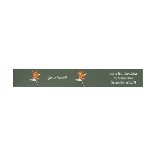 Bird of Paradise Orange Tropical Flower Wrap Around Label (Individual)