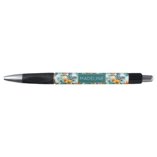 Bird Of Paradise & Orchid Pattern | Add Your Name (Front)