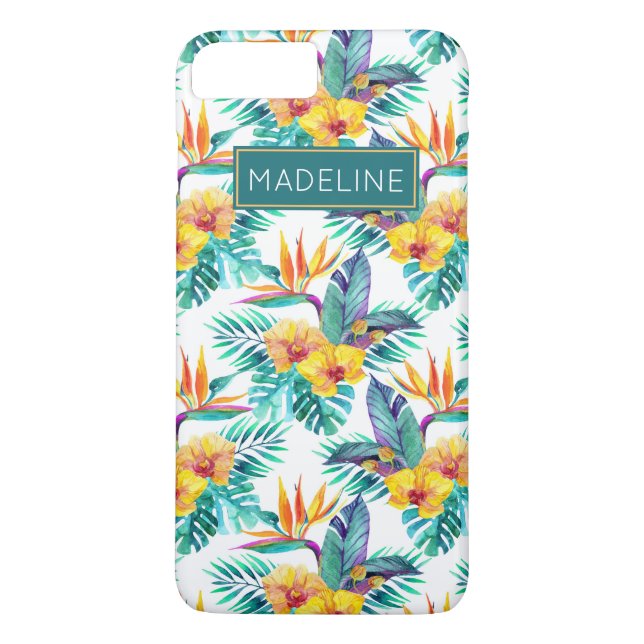 Bird Of Paradise & Orchid Pattern | Add Your Name Case-Mate iPhone Case (Back)