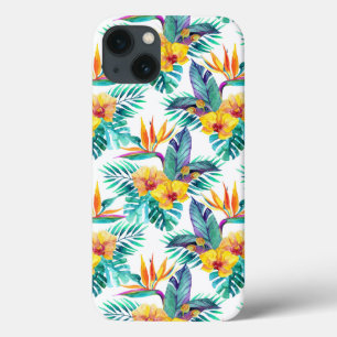 Bird Of Paradise & Orchid Pattern iPhone 13 Case