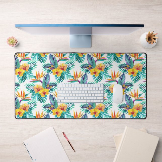 Bird Of Paradise & Orchid Pattern Desk Mat (Office 1)