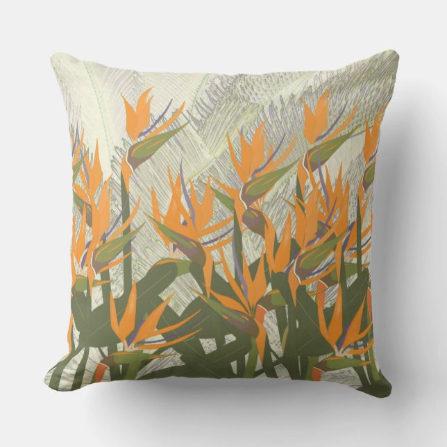 Bird of Paradise Outdoor Throw Pillow (Front)