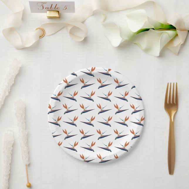 Bird of Paradise pattern on paper party plate (Wedding)