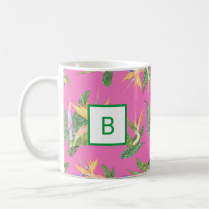 Bird of Paradise Print Monogram Coffee Mug
