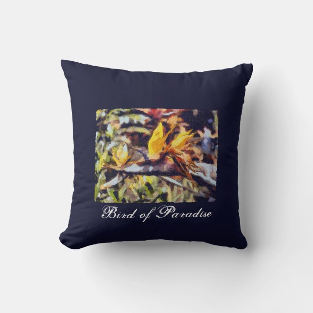 Bird of Paradise Retro Floral Hawaiian Flowers Cushion (Front)