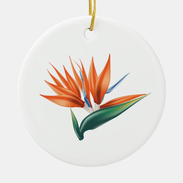 Bird of paradise, strelitzia exotic flower ceramic ornament (Front)