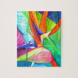 Bird of Paradise Strelitzia flower tropical art Jigsaw Puzzle