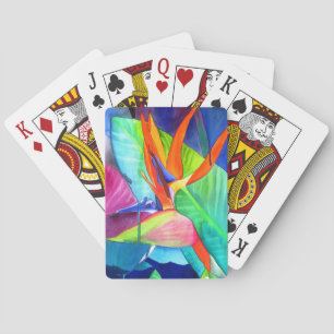 Bird of Paradise Strelitzia flower tropical art Playing Cards