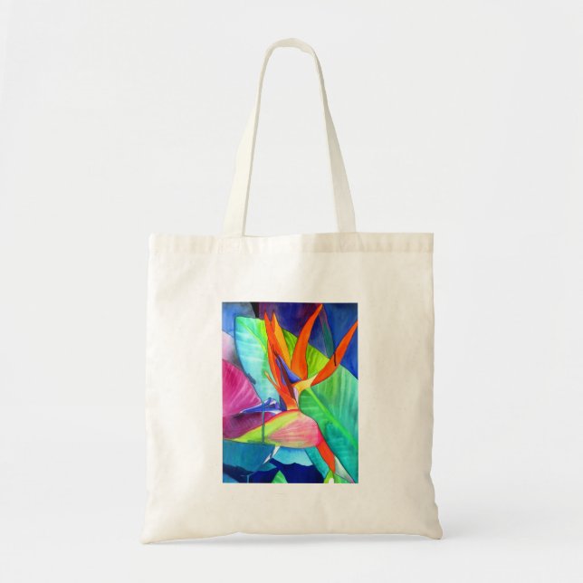 Bird of Paradise Strelitzia flower tropical art Tote Bag (Front)