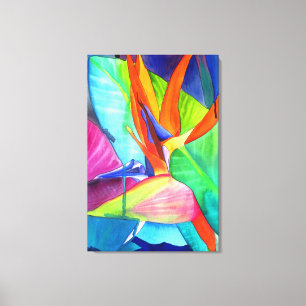 Bird of Paradise Strelitzia flower watercolour art Canvas Print