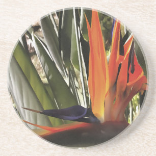 Bird of Paradise Strelitzia Reginae Acrylic Painti Coaster