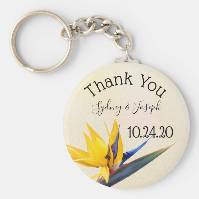 Bird-of-paradise Thank You Key Ring Favour (Front)