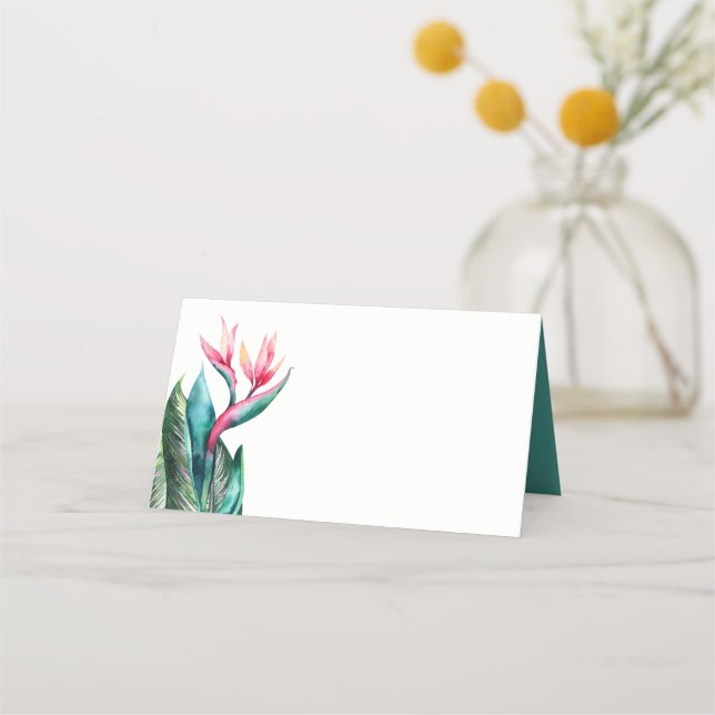 Bird of Paradise Tropical Blank Place Cards (Front)