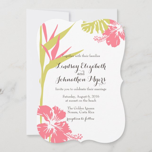 Bird of Paradise Tropical Flower Wedding Invite (Front)