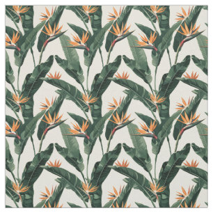 Bird of Paradise Tropical Plant Seamless Pattern Fabric