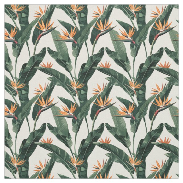 Bird of Paradise Tropical Plant Seamless Pattern Fabric (Swatch)