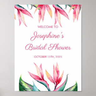 Bird of Paradise Tropical Watercolor Bridal Shower Poster