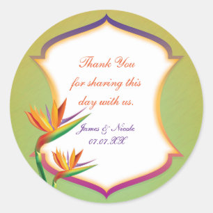 Bird of Paradise Tropical Wedding Favour Stickers