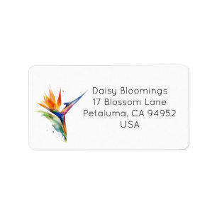 Bird of Paradise Watercolor, custom Label