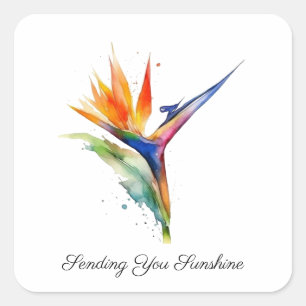 Bird of Paradise Watercolor, custom Square Sticker