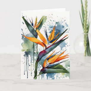 Bird of Paradise - Watercolor flowers Card