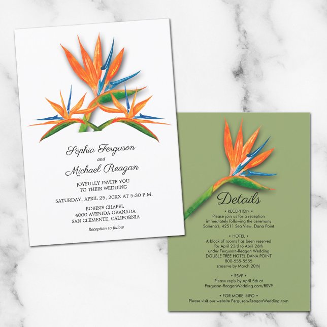 Bird of Paradise Wedding All In One Invitations (Creator Uploaded)