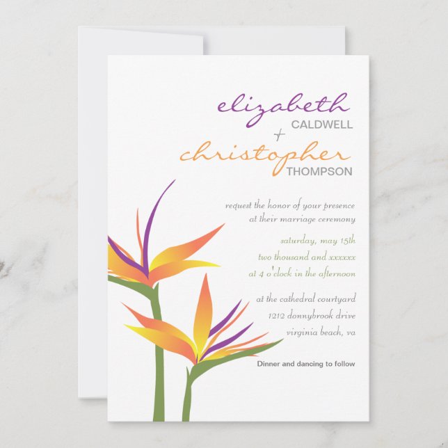 Bird of Paradise Wedding Invitation (Front)