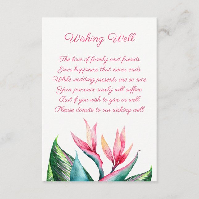 Bird of Paradise Wedding Wishing Well Cards (Front)