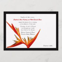Bird of Paradise White/Black Frame Invitation