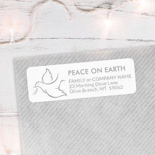 Bird of Peace Grey White Holiday Return Address Label