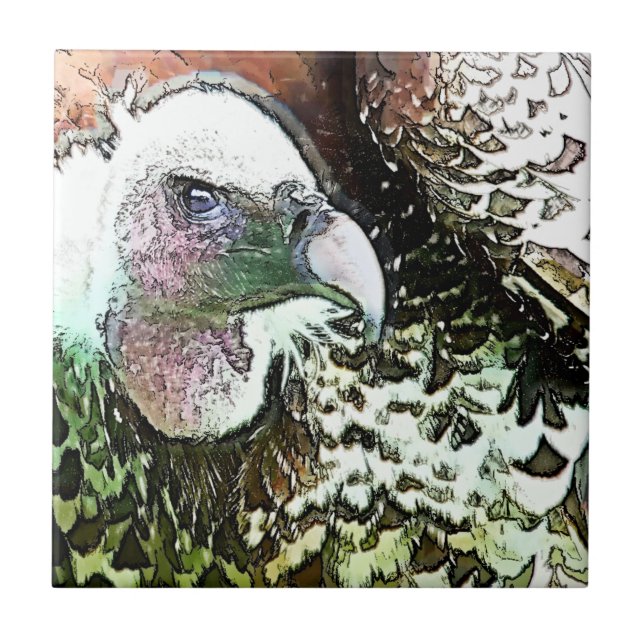 BIRD OF PREY VULTURE CERAMIC TILE (Front)