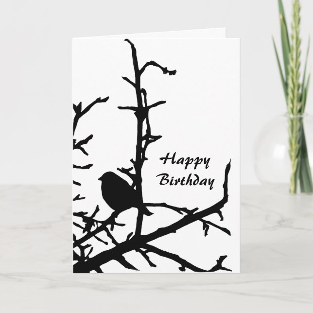 Bird on a Branch Birthday Card (Front)