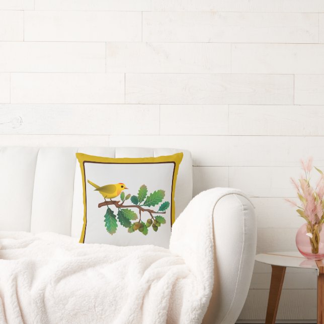Bird on a Branch-Nature-Inspired Throw Pillow (Couch)