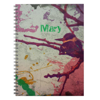 Bird On A Branch -Paint Splatter Notebook